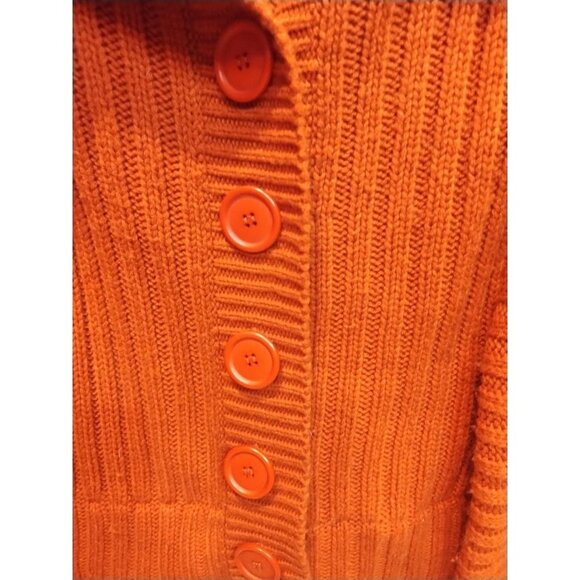 Derek Heart Chunky Cropped 3/4 Sleeve Button Front Knit Cardigan S Boho Grandma - Picture 2 of 5